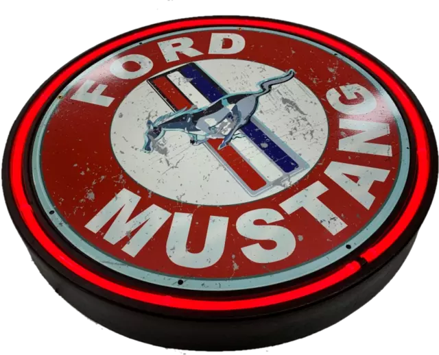 LARGE Ford Mustang Pony Genuine Parts Garage Auto RED Neon Wall Light Sign