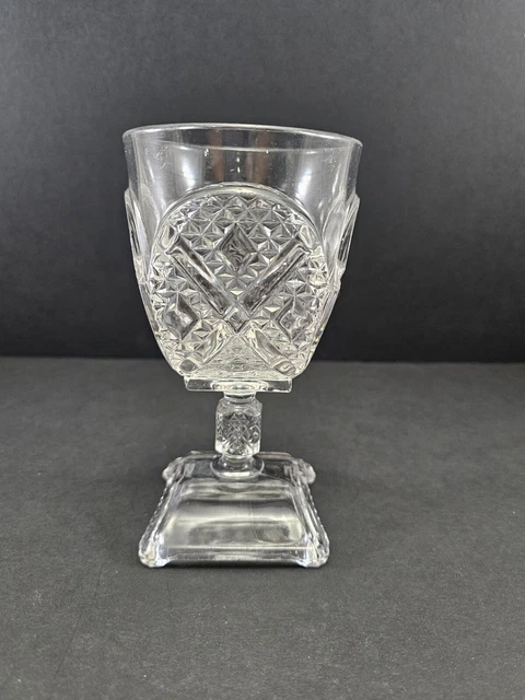 Antique Adams & Co EAPG Pattern Glass No. 84 ASHMAN Pattern 6 1/4" Goblet