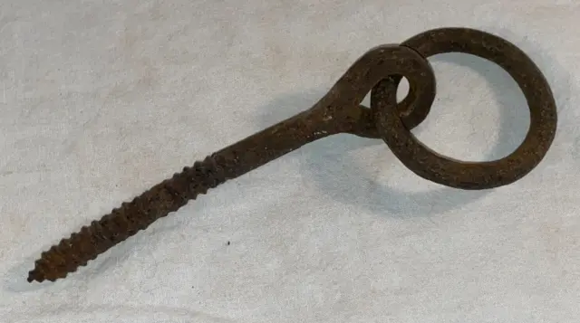 Antique Wrought Iron Tethering Ring Gate Latch w Screw Mount Farm Barn Hardware