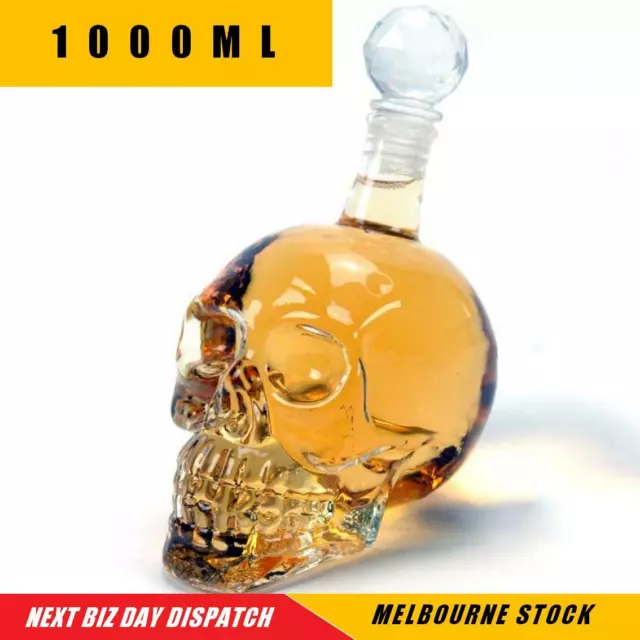 Wine Decanter Wine Glass, Skull Whisky Bottle with Crystal Cap - 1000ml