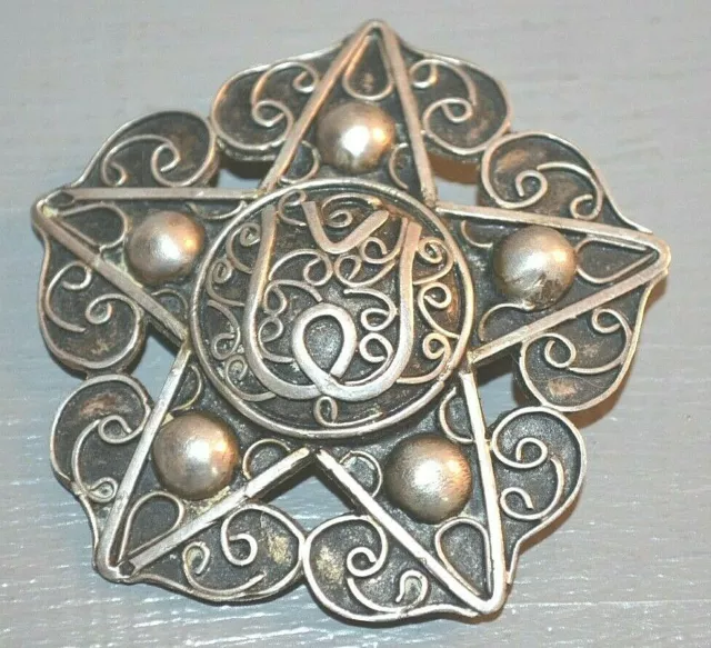 Ancienne Broche Berbère Argent Massif