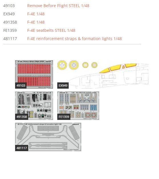 EDUARD 1/48 MCDONNELL Douglas F-4E Phantom II Detail Parts for Meng