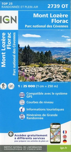 Mont Lozère.Florac. PN des Cévennes 1:25 000,