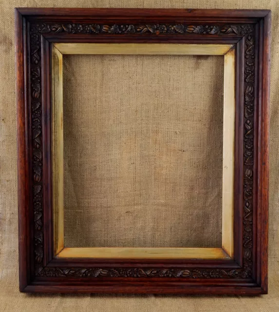 Large Antique Victorian Ornate Oak Wood Picture Frame Gilt Slip 19th Century