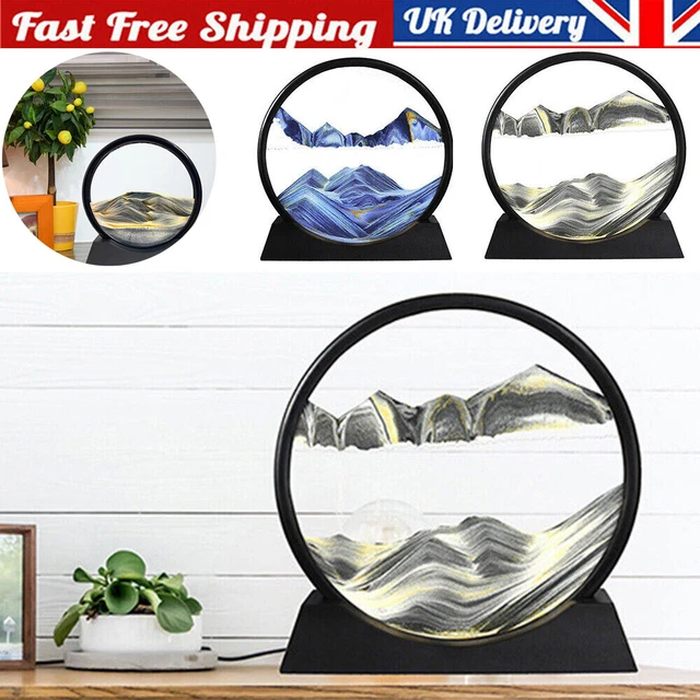 3D Moving Sand Art Picture Round Glass Deep Sea Sandscape Home Decor Quicksand