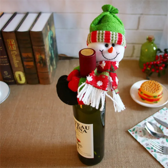 Christmas Decor Red Wine Bottle Cover Bag Decoration Home Party Santa Claus