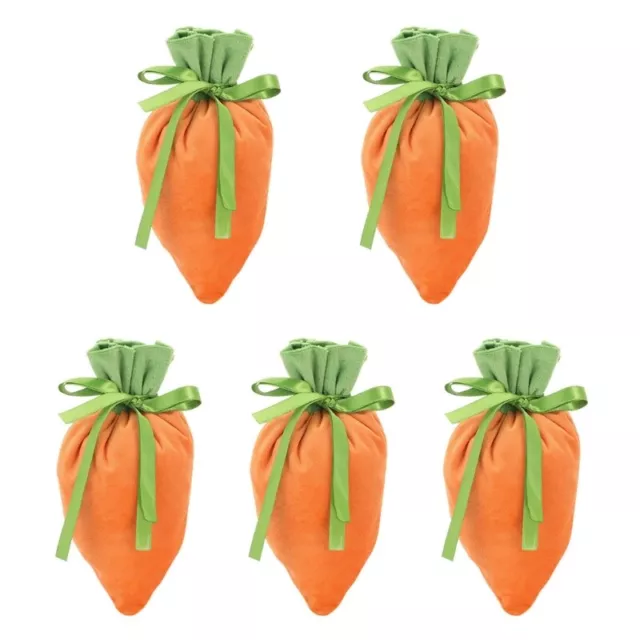 5pcs Carrot Candy Bag Easter Treat Bags Wrapper Pouch for Easter Day