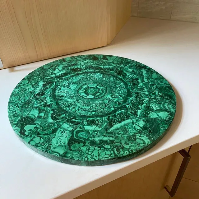 Malachite Stone Marble Round Coffee & End Side Table Inlay Mosaic Art Home Decor
