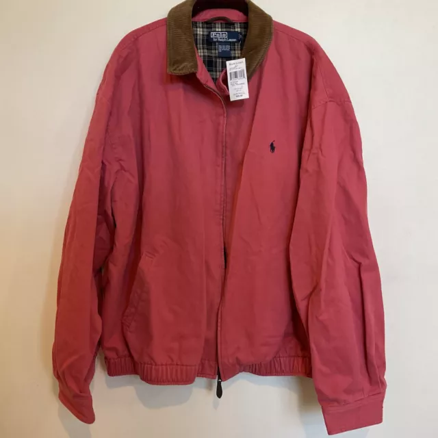 VTG POLO RALPH LAUREN Flannel Lined Corduroy Collar Jacket 90s 2X Light red