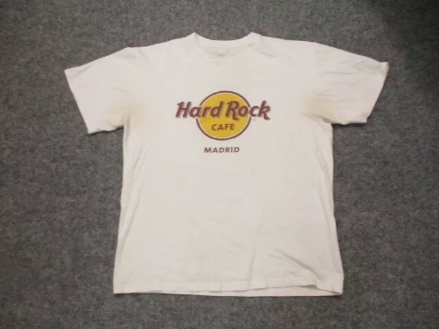 Hard Rock Cafe Madrid T Shirt Adult Mens Large Short Sleeve White