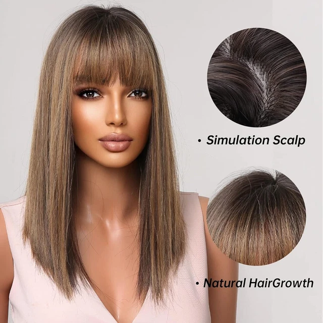 Perruque Courte Femme Eleonore F27613 - Blond Foncé Méché Blond Clair, Synthétique Bouclée