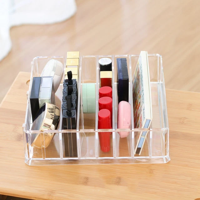 Organizador de maquillaje transparente transparente con estante de exhibición de joyas de 8 ranuras