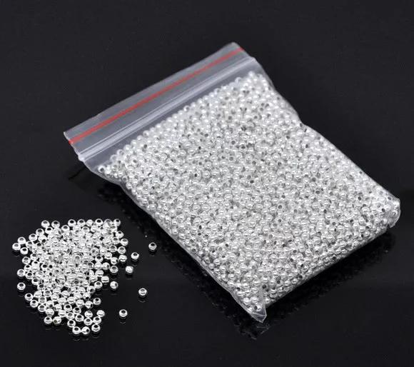 LOT de 400 PERLES RONDES LISSES 2mm ARGENTEES trou env. 0,8mm création bijoux