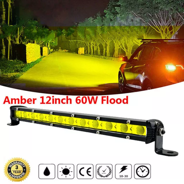 Ambra 12 pollici 60 W alluvione sottile fila singola nebbia LED barra luminosa di lavoro auto camion SUV _$V