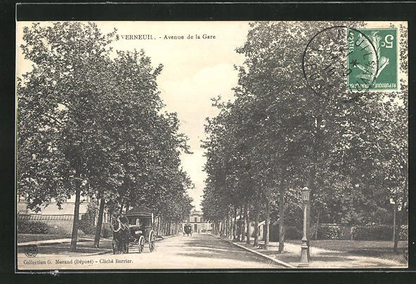 CPA Verneuil, Avenue de la Gare 1910