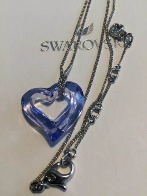 Genuine Signed Swarovski LILA Open Heart Lilac Pendant Necklace, Great condition