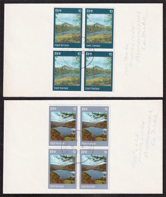 Ireland, 1977 Europa CEPT Blocks of 4 on 2 Covers. DUBLIN CDS Cancel