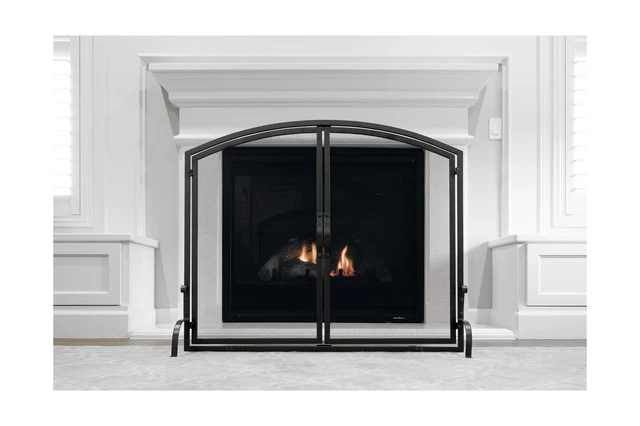 Barton Single Panel 39x33in Wrought Iron Mesh Fireplace Screen Gate Fire Spar...