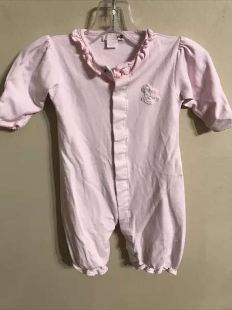 Kissy Kissy Infant Pink Coverall Long Sleeve Sleeper SZ 3-6 Months Rocking Horse