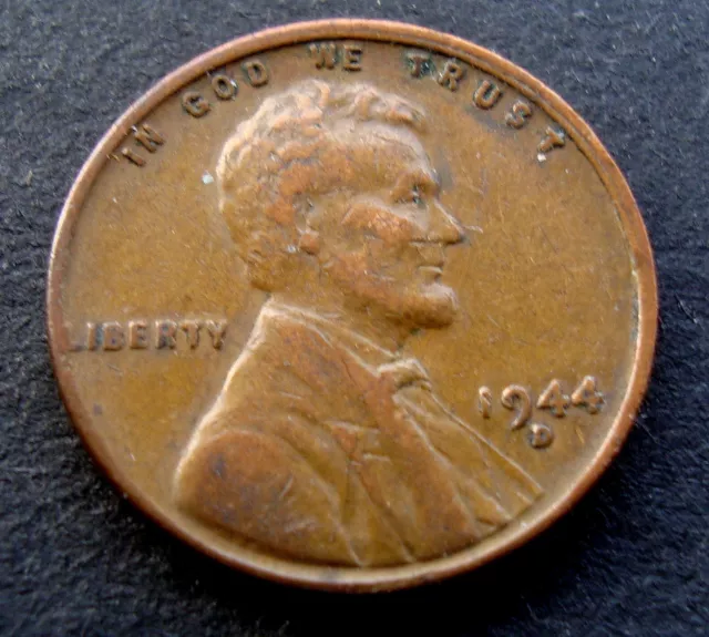 1944 D Lincoln Penny with Error on Top Rim Double Struck  (inv448)