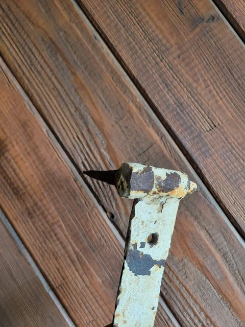 19c Antique Hand Wrought Forged Iron Barn Door Strap Hinges 16 1/2" 5