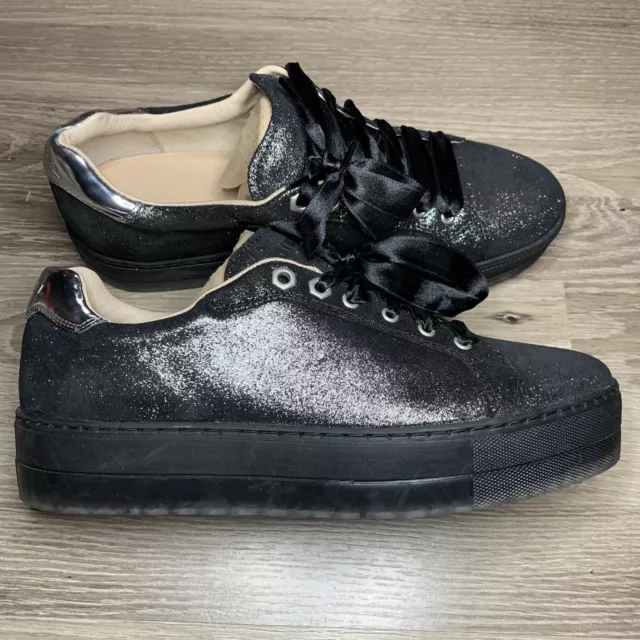 DIESEL Lenglas S Andyes Black Metallic Effect Platform Sneakers Size 40