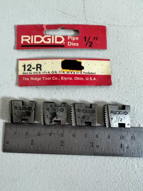 RIDGID 1/2” NPT 12R Pipe Die Set Dies Threading 00-R 111-R 0-R 11-R 30-A 31-A US