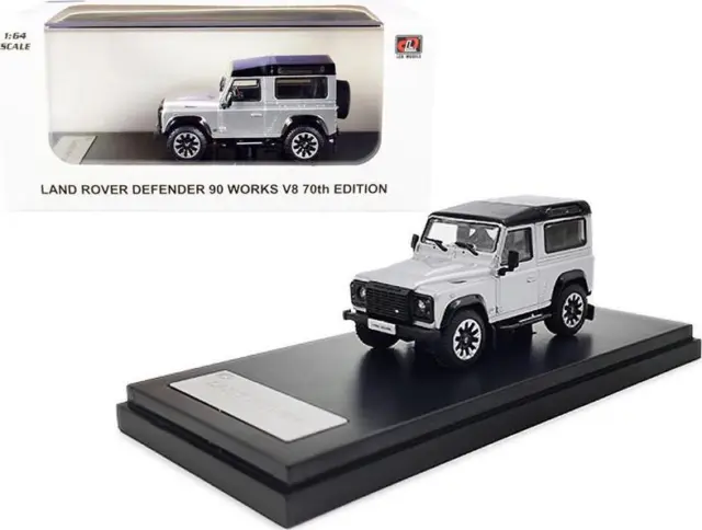Land Rover Defender 90 Works V8 Silver Metallic with Black Top 70th Edition 1/64