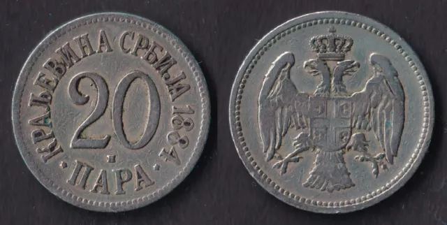 Münze, Serbien 20 Para 1884 Königreich Serbien (1882 -1917) Kupfer-Nickel KM# 20