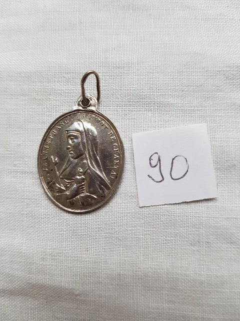 Pendentif Ancien En Argent Filigrané - Médaille Sainte Anne D'Auray - Bijou Vintage - Réf. 5270