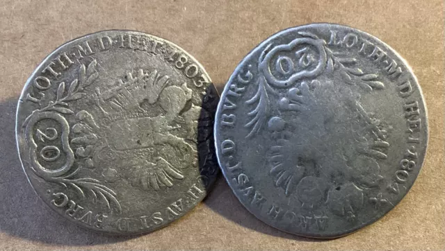 Austria 1803/04 Silver 20 Kreuzers Coins - Franz II (Buttons)