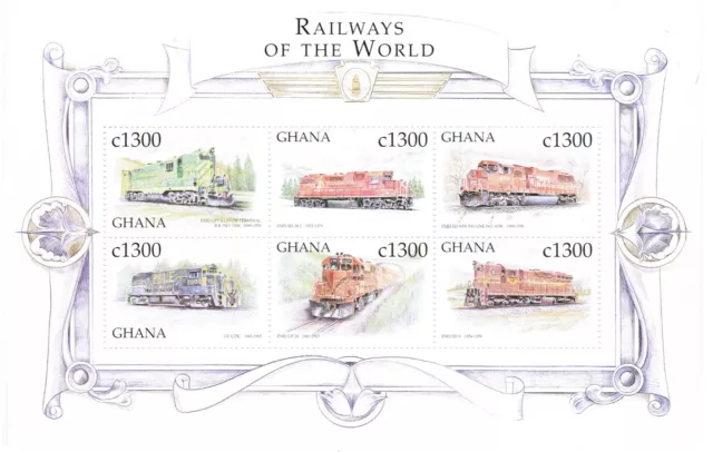 Ghana 1999 SG2893 - 2898 2893a Trains Railways of the World MNH UMM