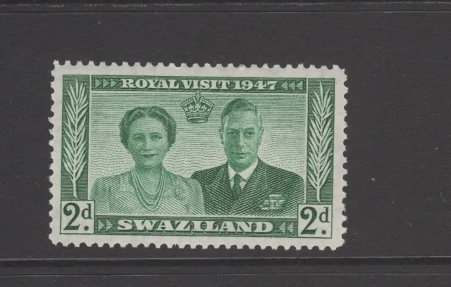 SWAZILAND 1947 2d GREEN ROYAL VISIT Lightly Mounted Mint