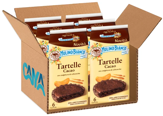 6X Mulino Bianco Tartelle Cacao Tortine al Cacao Farcitura all'Albicocca 288g