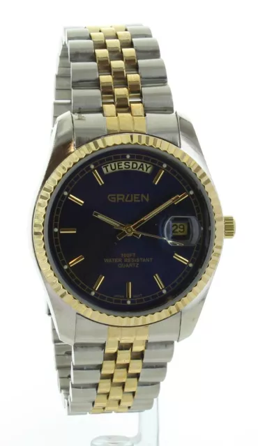 NIB New Old Stock Men’s Gruen Presidential Dress Watch Two Tone Day And Date