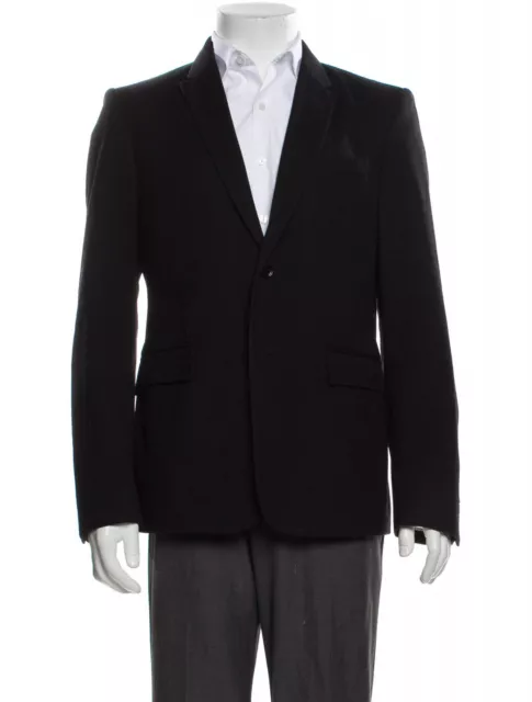 Burberry London Men's Black Wool Suede Notch Lapel Sport Coat Jacket Blazer 52