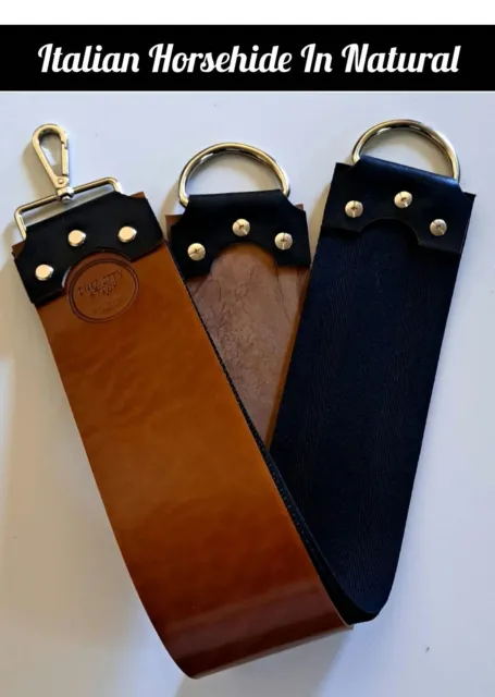 3" Duke City Premium Italian Horsehide 3 Component Straight Razor Strop-Natural