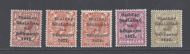 Ireland 1922 Thom  Overprint Set Of 5 Mint Heavily Hinged  Sg 10/15