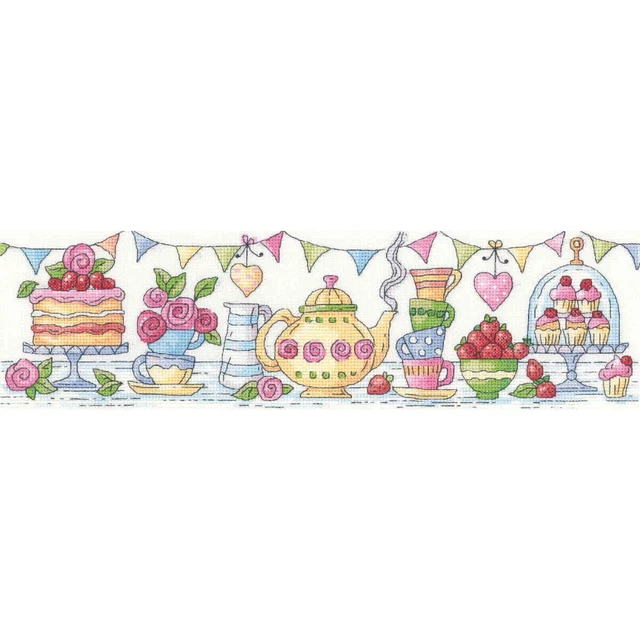 Heritage point de croix set tissu à compter afternoon tea, motif à