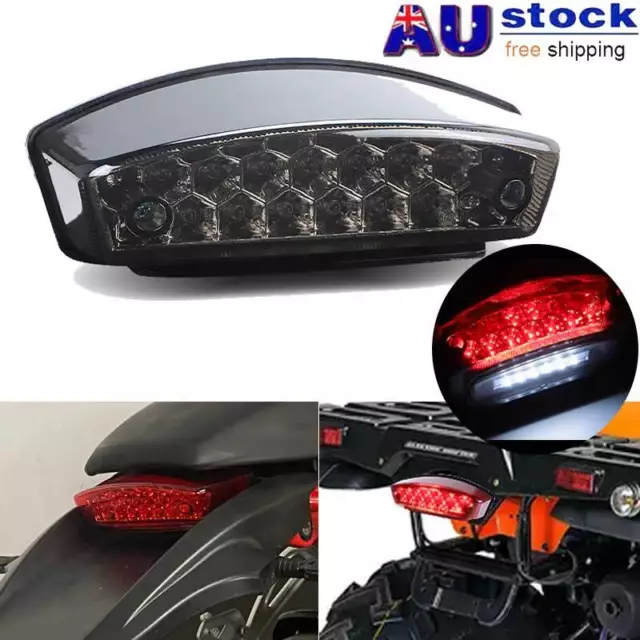 Led Motorcycle Brake Stop Tail Light License Number Plate Rear Lamp Smoke Lens