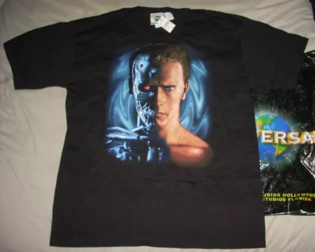 NOS Vintage 1999 Universal Studios Terminator 2 3-D Promo Black XL T-Shirt T2