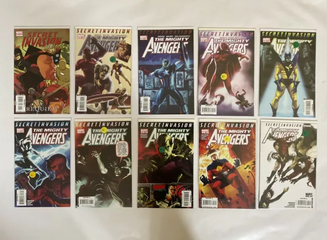The Mighty Avengers #12-20 Secret Invasion #1 (10 Comic Lot) Marvel 2008
