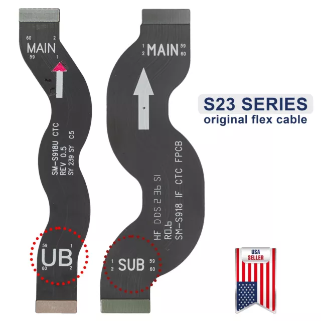 LCD Display & SUB Motherboard Flex Cable For Samsung Galaxy S23 S23+ S23 Ultra