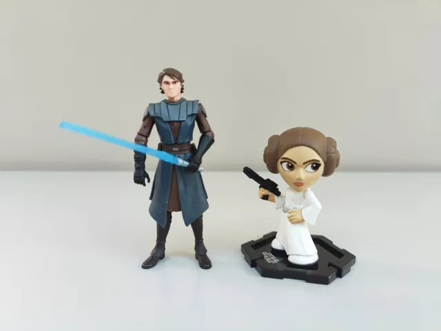 Star Wars Anakin Skywalker Animated Clone Wars & Princess Leia Funko Figures X2