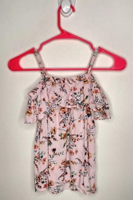 Love Glam Girl Tank Top Floral Girls Medium 10-12 Pink Sleeveless 2