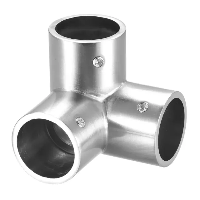 90 Degree 3-Way Zinc Alloy Rail Elbow Fitting Brushed for 25mm/1" OD 2 Pcs