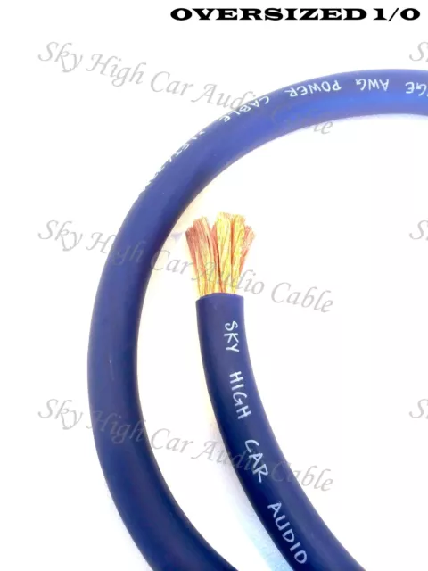 10 ft 1/0 Gauge Oversized AWG BLUE Power Ground Wire Sky High Car Audio Cable