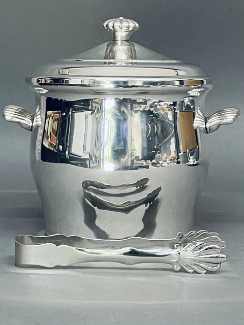 Stunning Vintage International Silver Plate Ice Bucket w/ Lid&Glass Insulating