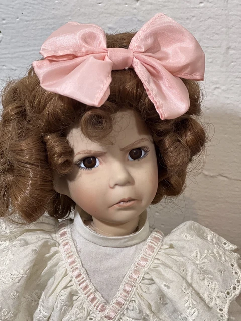 Dianna Effner Porcelain "The Little Girl With A Curl" Doll And Stand