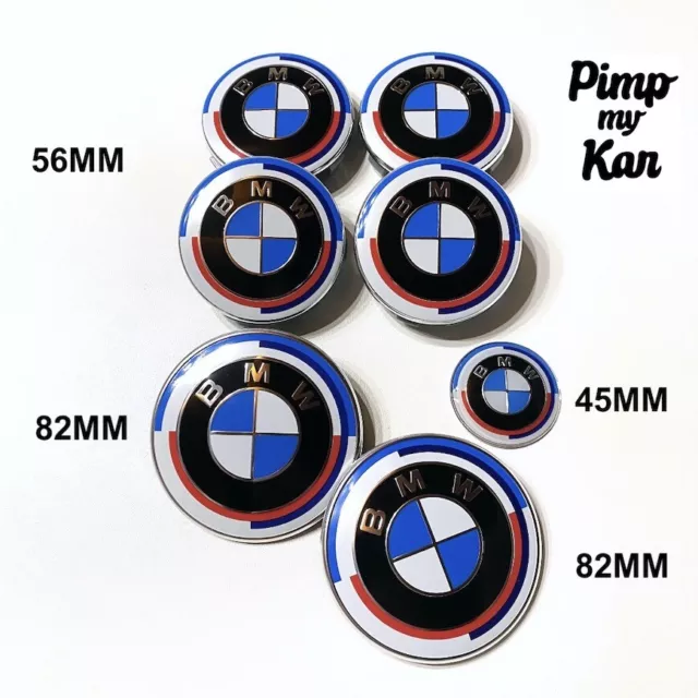 Kit 7 logos BMW M 50e anniversaire Capot Coffre Roues Volant 50eme 50 ans badge